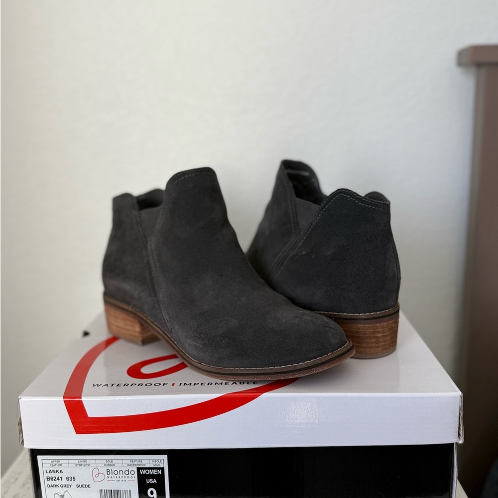 Blondo Dark Gray Suede Ankle Boots - Lanka